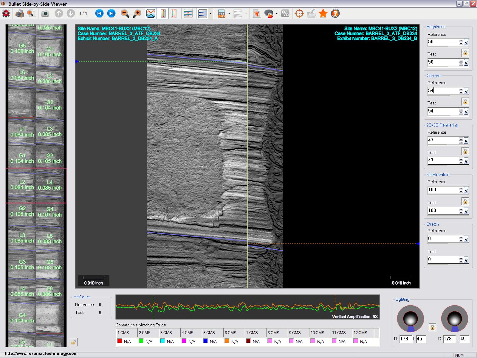 stries projectile comparaison traces armes à feu 3D